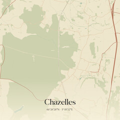 Obraz premium Vintage map of Chazelles, France.