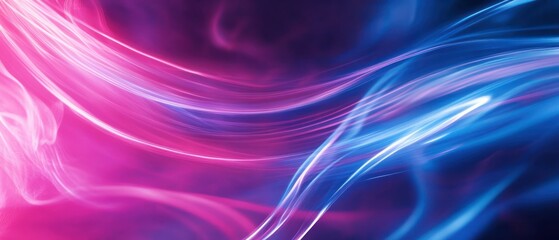 Colorful abstract waves of pink and blue light