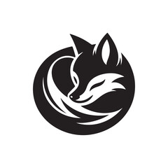 Fox animal black solid silhouette vector logo icon design on white background