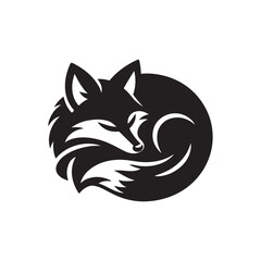 Fox animal black solid silhouette vector logo icon design on white background