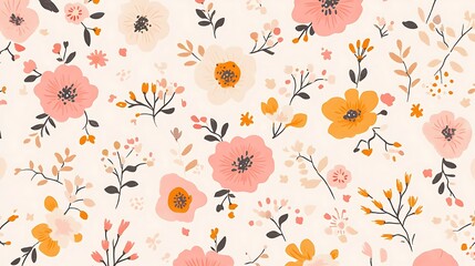 Obraz premium Delicate Floral Pattern Featuring Peach Orange And White Blooms