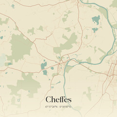 Obraz premium Vintage map of Cheffes, France.