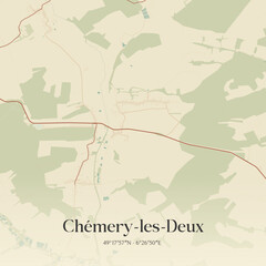Obraz premium Vintage map of Chémery-les-Deux, France.