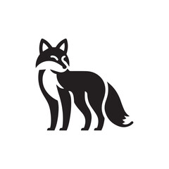 Fox animal black solid silhouette vector logo icon design on white background