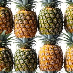 Seamless Pattern of Ripe Pineapples