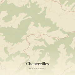 Obraz premium Vintage map of Chenereilles, France.