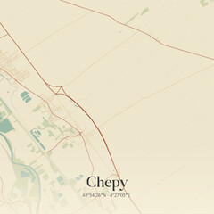 Vintage map of Chepy, France.