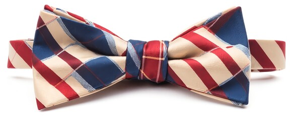 Obraz premium Red, Blue, and Beige Plaid Bow Tie