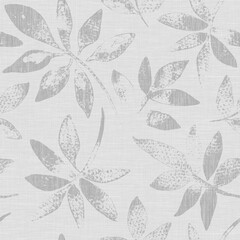 Textured leaf print. Gray monochrome design. Seamless background.