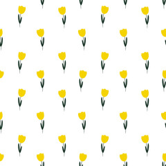 Seamless pattern with yellow tulips