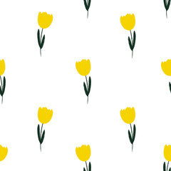 seamless pattern with yellow tulips