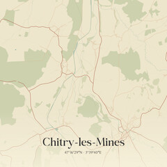 Obraz premium Vintage map of Chitry-les-Mines, France.