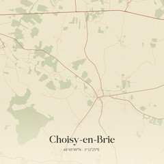 Obraz premium Vintage map of Choisy-en-Brie, France.