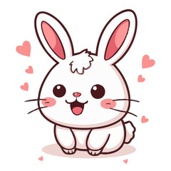 A happy smiling pink rabbit illustration character 