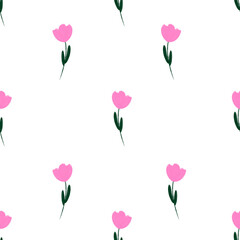seamless pattern with pink tulips