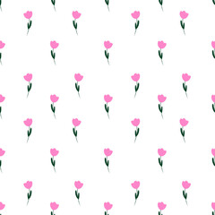  seamless pattern with pink tulips 