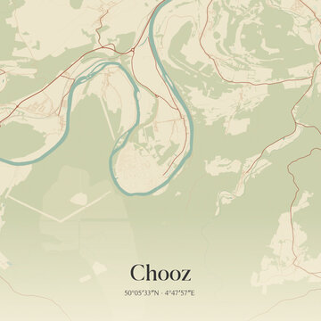 Vintage map of Chooz, France.