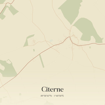 Vintage map of Citerne, France.