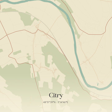 Vintage map of Citry, France.