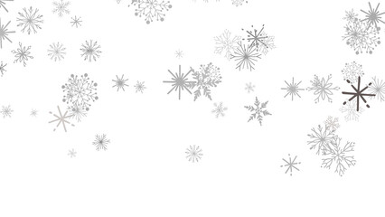 Abstract Snowflakes Scattered on White Background