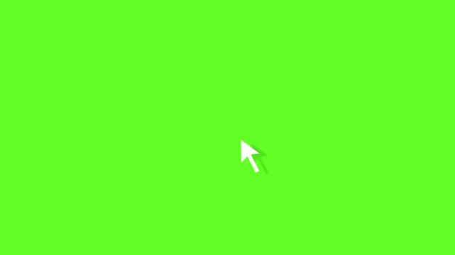 Mouse cursor pointer arrow clicking icon animation on green screen background