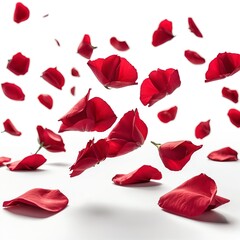 Fototapeta premium Falling Rose Petals on White Background