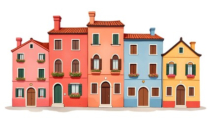 Fototapeta premium A fairy tale town with colorful houses