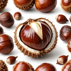 Fresh Chestnuts in Burrs, Autumn Harvest