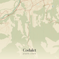 Vintage map of Codalet, France.