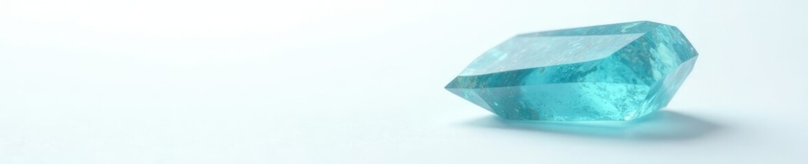 Obraz premium Apatite crystal with subtle gradient effect on white background, crystal, grays