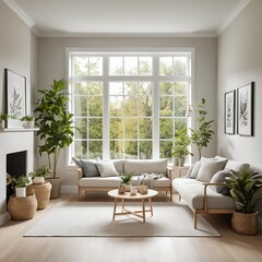 Cozy Living Room with Natural Light and Greenery