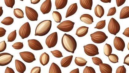 Obraz premium Scattered Almonds Seamless Pattern
