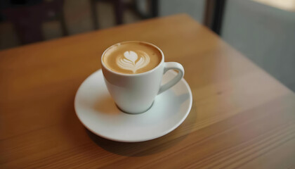 Obraz premium cup of coffee on wooden table