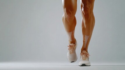 Sports injury from a strained calf muscle during jogging. Featuring rehabilitation and recovery