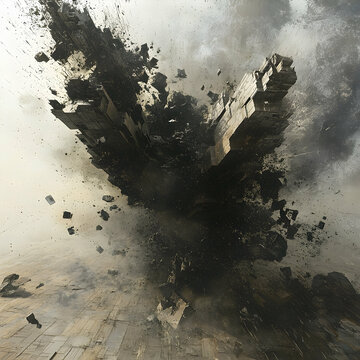 Monumental collapse, a destructive dance of architecture and atmosphere