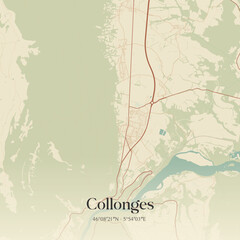Vintage map of Collonges, France.