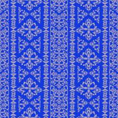 Blue and white classic traditional damask design, seamless pattern, Victorian design style, vector illustration. Design for fabric ends: carpet, curtains, and clothing.