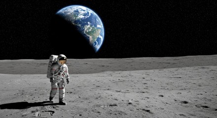 Astronaut Walking on Moon