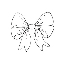 Hand drawn bow in line style. Doodle style