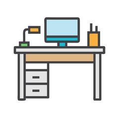 office workspace desk icon design