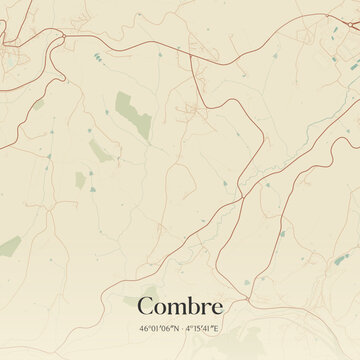 Vintage map of Combre, France.