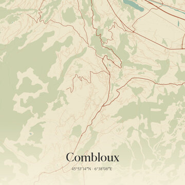 Vintage map of Combloux, France.
