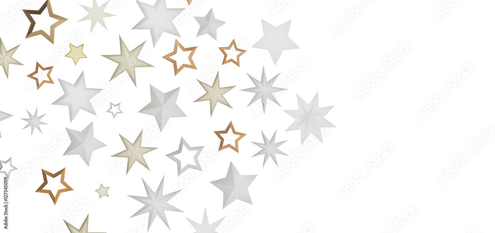 Aufkleber a visually appealing abstract pattern with golden and silver stars on a black background.
