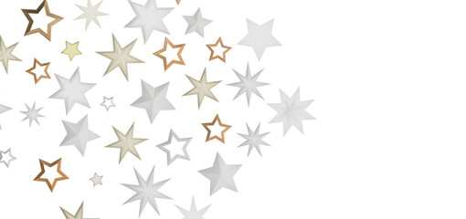 A visually appealing abstract pattern with golden and silver stars on a black background.