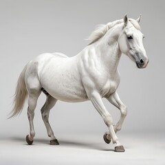 Obraz premium White Horse in Motion, Elegant Equine
