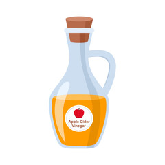 Apple cider vinegar in glass jar vector illustration.