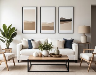 Modern Living Room Interior Design with Neutral Tones and Abstract Art