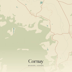 Obraz premium Vintage map of Cornay, France.