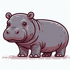 Obraz premium Playful Hippo Illustration: A charming illustration of a hippopotamus, rendered in a whimsical style with soft colors and delightful details. Perfect for children's books, educational materials.