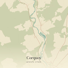 Obraz premium Vintage map of Corquoy, France.